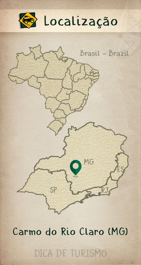 Mapa de localização de Carmo do Rio Claro MG