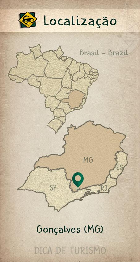 Mapa de localização de Gonçalves MG