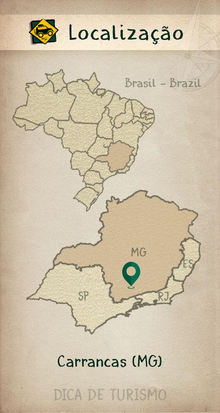 Mapa de localização de Carrancas, Minas Gerais